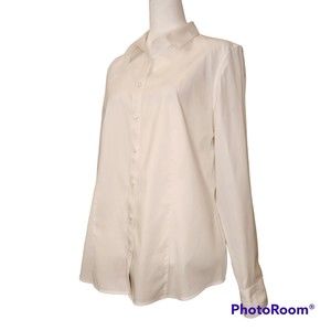 EUC Talbots White Collar Button Down Blouse Non-Iron Sz 10